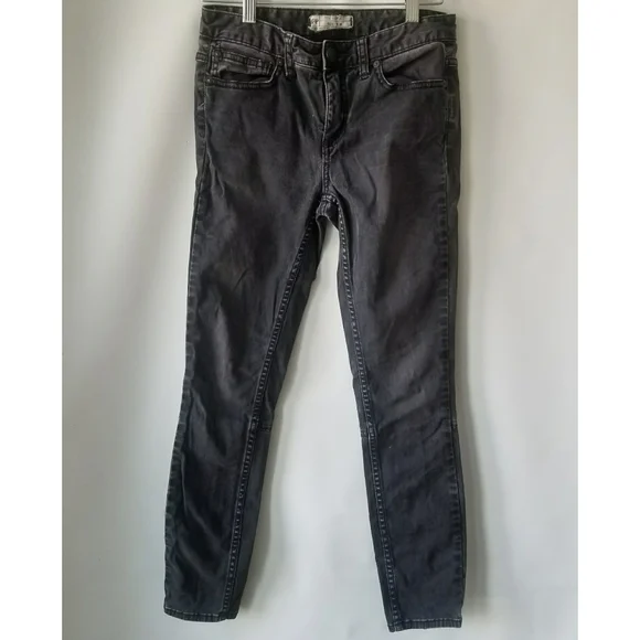 Free People Denim Gray Jeans Zip Up Legging Size 26 - Picture 3 of 11
